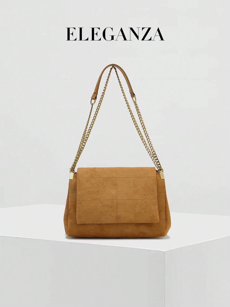 1 pieza Bolso de hombro minimalista de camel, bolso hobo vintage de ante sintético bordado de gran capacidad, adecuado para viajes, uso casual, ir al trabajo, compras, fiestas, negocios, diario, escuela, combinando con camisas, jeans, vestidos, camisetas, abrigos, trajes, chaquetas acolchadas, chaquetas coordinadas de ante sintético - Camel - Ver 1