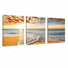 3pcs Modern Seascape Wall Art Canvas Poster, High Definition Printing With Optional Frames, Suitable For Living Room, Bedroom, Bathroom, Office, Cafe, Gym, Home Holiday Decor, Printing Material, Corridor Decoration, Art Piece, Ideal Gift For Friends - Multicolor - View 17
