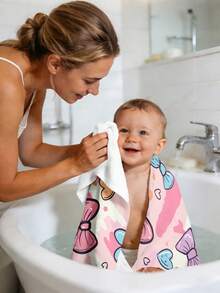 1件婴儿蝴蝶结沙滩巾，涤纶材质，采用涤纶面料制成，数码印花，适合婴儿、浴室、游泳池、海滩、淋浴、夏季、礼品。 - 彩色 - 查看 2