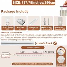 4-In-1 Self-Adhesive + Punch Hole Dual Fixing Curtain Track System - Ceiling/Wall Mountable, Freely Combinable, Easy Installation, Suitable For Bathroom, Windows, Room Dividers, Cabinets And More Scenarios - Adhesive and Drillable Installation Model - View 20
