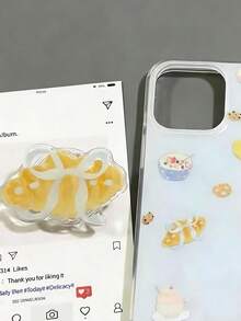 1pc INS Bow Acrylic Resin Phone Holder, Foldable Portable Air Cushion Phone Stand - Multicolor - View 4