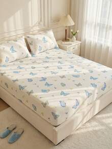 1 Piece Fitted Sheet, Bedding Accessory, Skin-Friendly Bed Cover, Soft And Comfortable, Breathable And Stylish, Full Encasement Mattress Protector, Available In Twin, Double, King, Queen Sizes, Multi-Size Options (Pillows And Pillowcases Not Included), All-Season Use, Machine Washable, Room Decor - Multicolor - View 1