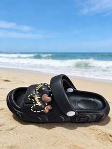 一双夏季儿童鞋，二合一设计，凉鞋拖鞋两用，方便学生穿脱，简约风格 - 黑色 - 查看 2