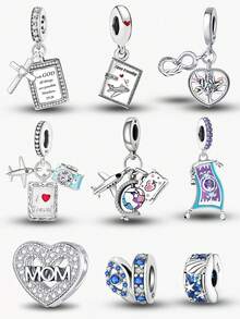 1pc 925 Sterling Silver Bible Cross Pendant Bead Pendant Suitable For Bracelet DIY Women Jewelry - Silver - View 2