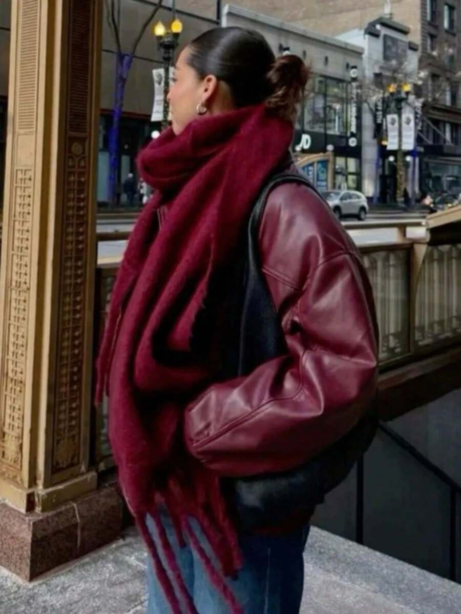 2025 Women Scarf Winter Warm Thick Shawl Wraps Fashion Solid Color Pashmina Scarves Long Tassel Hijab Stoles Bufanda Cashmere - XW12A-8 - View 1