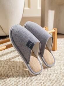 Linen Slippers For Men, Indoor Home Non-Slip Breathable Absorbent Soft Bottom Fabric Mule Slippers For Wooden Floor, Suitable For Spring, Autumn And All Seasons - Grey - View 14
