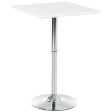 Bistro Table, Bar Table, Adjustable Height, Square, 60 X 60 Cm, Steel, White, 71-92 Cm, For Kitchen Or Garden - White - View 1
