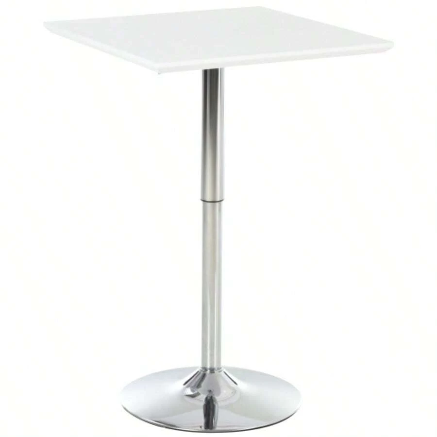 Bistro Table, Bar Table, Adjustable Height, Square, 60 X 60 Cm, Steel, White, 71-92 Cm, For Kitchen Or Garden - White - View 1