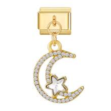 Pulseira modular com pingente interligável, decorada com elementos de coração, laço, lua e flor. Ideal como presente para amigos/casais, perfeita para Natal, Ano Novo, Halloween e Dia dos Namorados. Design encantador, joia em aço inoxidável, produto local, prático e moderno. Essencial para o Natal e o Halloween. Tons outonais, estilo natalino. - M291408 M291580 M292448 - Ver 13
