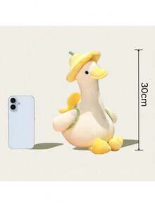 柔软黄色小鸭毛绒玩偶，戴着帽子的小鸭毛绒玩偶，聚酯纤维填充动物玩偶，可爱温柔的小鸭抱枕，家居装饰，送给孩子、女朋友、生日、情人节、儿童派对的完美礼物 - 彩色 - 查看 3