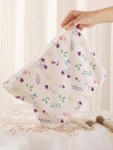 1pc Portable Floral Print Cosmetic Bag, Double-Sided Zipper Makeup Pouch, Multifunctional Travel Toiletry Organizer - Multicolor - View 5