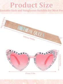 2pcs Women's Birthday Decoration Accessory Set, Birthday Queen Shoulder Strap, Birthday Party Decoration Accessory Combo - Birthday Queen - View 6