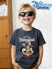 Mickey And His Friends Summer Round-Neck T-Shirt With Disney Park Patterns, Suitable For Boys And Girls To Wear For Holiday Parties, Gatherings, Outdoor Activities, And Travel. - 深灰色 - 查看 1