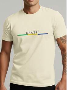 Brazil Patriot T-Shirt Green Yellow Gym Vacation Summer - 米色 - 查看 1