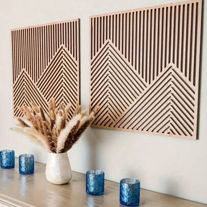 Two Pieces Of Rustic Wooden Wall Art, Large Vintage Woodworking Hanging Decor, Suitable For Living Rooms, Bedrooms, And Offices - Indoor Thanksgiving And Valentine'S Day Wall Sculptures, Easy To Hang On The Wall.