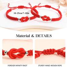 2 Hand-Knotted Love Knot Couple Bracelets Best Friend & Boyfriend Friendship Bracelet Gifts Anniversary, Birthday, Christmas, And Anniversary Gifts Perfect For Parents And Friends Graduation Season, Back-To-School Season, And Easter Blessing Bracelet - Figure-eight Knot Bracelet - View 4
