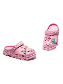 HOEASE Girls' Bright Color Breathable Lightweight Casual Perforated Sandals, Suitable For Summer, Beach, Pool, Gardening, Convenient Slip-On Sandals For All Seasons - Pink - View 2
