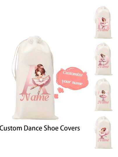 1 pieza Bolsa de regalo personalizable con zapatillas de ballet - Bolsa de almacenamiento suave para zapatillas de ballet con cordón - Conveniente bolsa con cierre para zapatos de baile latino - Perfecto para entusiastas de la danza, personalizable con iniciales de la A a la Z para niñas de ballet, adecuado para zapatillas de ballet