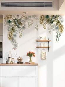 2pcs Removable Plant Leaf Wall Stickers, Bedroom Wall Vine Decals - 69243-pale Shadow - View 6