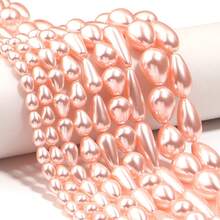 1件水滴形玻璃珍珠优雅珠宝项链串珠饰品，时尚仿珍珠项链 - 粉色 - 查看 2