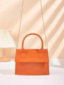 1 件女士鳄鱼纹压花手提包，链条肩带斜挎方包，时尚简约，适合日常使用和聚会，是理想的礼物之选。 - 彩色 - 查看 10