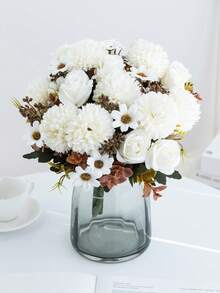1 pezzo profumo artificiale di rose, crisantemi a palla e margherite, piante finte, fiori artificiali, decorazione per profumo, materiali per corone, accessori per scatole di caramelle, fiori per il petto, materiali per fasce, accessori per feste di compleanno, decorazione per la casa, profumo da sposa, decorazione per matrimoni, decorazione per la camera da letto, accessori per la cucina, ristorante, decorazione per la camera da letto - Bianco - Visualizzare 2
