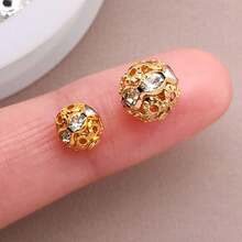 10颗圆形水钻隔珠，18K镀金黄铜圆形散珠，适用于DIY珠宝制作、圣诞派对、生日装饰 - 彩色 - 查看 3