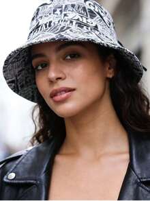 1pc Women's Letter Embroidered Fashionable Bucket Hat - Multicolor - View 4