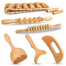 SilvaLex Wooden Massage Tool, Full Body Massager, Hand Massager, Leg Massager, Shoulder Massager, Shoulder & Neck Massage Tool, Facial Massage Tool, Back Massager, Waist Massager, Full Body Muscle Massager - Apricot - View 1