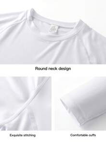 3件装男士长袖压缩运动T恤，透气速干健身上衣，吸湿排汗打底衫 - 黑色 - 查看 6