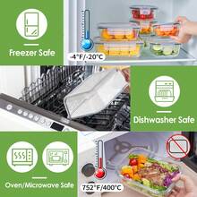 32-Piece Glass Food Storage Containers (16 Glass Bowls + 16 Lids) With Upgraded Snap Locking Lids – Airtight Lunch Containers, Suitable For Microwave/Oven/Refrigerator/Dishwasher (Black) - 黑色 - 查看 7