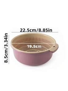 1pc Kitchen Double Layer Plastic Draining Basket, Vegetable Fruit Washing Bowl, Multi-Purpose Rice Washing Strainer - M - View 7