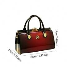2026 New Rhinestone Decorated Handbag For Middle-Aged Women, Vintage Boston Bag Style, Shoulder Bag & Tote - Burgundy - View 4