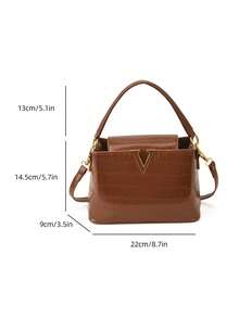 This High-End Fashionable Solid Color Waterproof PU Tote Bag Comes With Metal Hardware, Very Suitable For Shopping And Daily Carry. Applicable For Office, School, Work, Business Trips, Commuting, Outdoor Activities, Travel Or Short-Distance Trips. - Brown - View 3