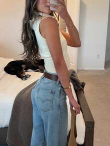 Women's Elegant Sleeveless High Neck Cropped Top, Ribbed Knit Stretchy Vest - Apricot - View 10