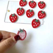 10pcs Red Strawberry Shaped Fabric Patch Stickers With Adhesive Back ROP7 - Màu đỏ - Xem 5