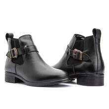 Estilo a Pé Women's Short Boot, Soft Leather, Comfortable, Business, Buckle, Office, Holiday - Black - View 5