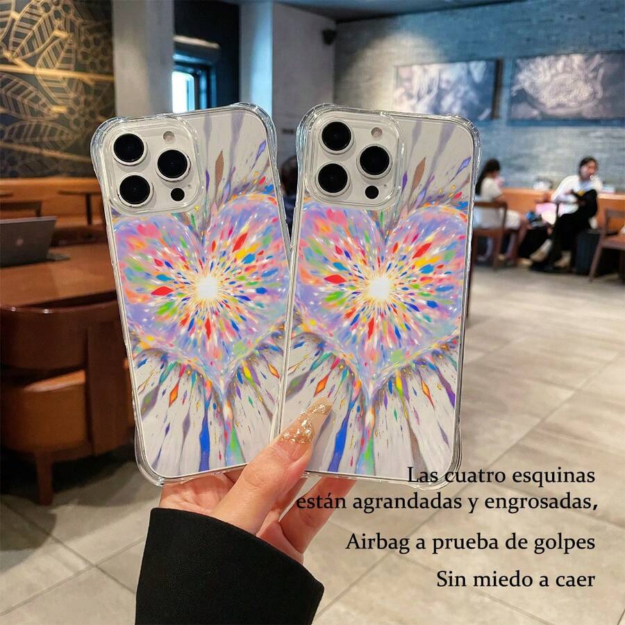 Estilo elegante y protección integral + Funda de teléfono transparente 3D y Anti-Caída Patrón Explosión Colorida Estilo Artístico a prueba de caídas de lujo con textura grabada de leopardo + antideslizante y resistente a rayones + uso diario/cafetería/ocio + jóvenes y profesionales modernos,compatible con SamsungA56 5G/A55/S25 Ultra/13/15/11/ 17/17ProMax/16ProMax/15/14Pro/12/ 16 Plus,,Es un gran regalo para familiares, amigos, novios, novias - Transparente - Ver 1