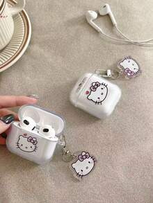 Funda de silicona compatible con Pro 2 de Hello Kitty de Sanrio, estuche inalámbrico Bluetooth para auriculares Apple, 4 modelos nuevos, 1/2 cubierta de auriculares, funda protectora antideslizante para mujeres con colgante a juego - transparente - Ver 4