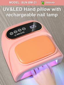 无绳UV LED美甲灯，带手枕，2000mAh可充电快速固化灯，U型设计，在家或美甲沙龙都能舒适地进行美甲，理想的新年生日礼物，美甲用品 - 彩色 - 查看 12