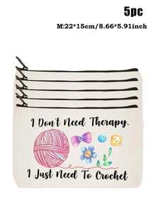 Crochet Is My Therapy' Printed Storage Bag, Knitting Lovers Zipper Pouch, Casual Yarn & Supplies Storage Bag, Ideal For Cosmetics & Toiletries - Multicolor - View 28
