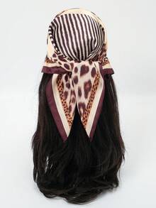 1pc Women Bandana With Leopard Print & Geometric Pattern - Multicolor - View 7