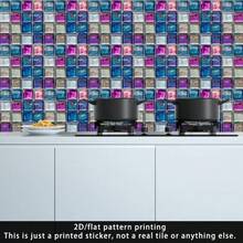 10PCS, 2D/Flat Iridescent Glass Square Multi-Color Gradient Pattern PVC Floor Stickers, Self-Adhesive Floor Art Stickers, 11.81x11.81 Inches (30*30cm), Suitable For Floor Decoration In Bedrooms, Living Rooms, Kitchens And Bathrooms At Home (PVC Flooring) - 11.81x11.81in(30x30cm) - View 7