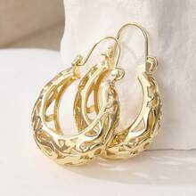1 Pair Handcrafted Elegant Round Earrings, Suitable For Daily And Vacation Jewelry Accessories, Perfect Holiday Gift For Loved Ones - Gold - View 2