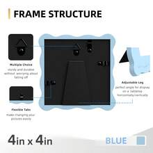 1pc/3pcs Wavy Design Photo Frame For Wall & Tabletop Decoration, Artistic Creative Home Decor With Multi-Color Waves - 7 Standard Sizes 4x4in, 4x6in, 5x7in, 6x6in, 8x8in, 8x10in, 11x14in - Modern Stylish Interior Accent, Fun Picture Frames, Scalloped Picture Frame- Graduation Wedding Gift (Random Photo Paper) - 波浪形 - 查看 7