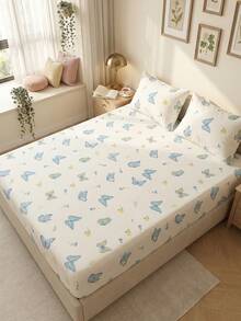 1 Piece Fitted Sheet, Bedding Accessory, Skin-Friendly Bed Cover, Soft And Comfortable, Breathable And Stylish, Full Encasement Mattress Protector, Available In Twin, Double, King, Queen Sizes, Multi-Size Options (Pillows And Pillowcases Not Included), All-Season Use, Machine Washable, Room Decor - Multicolor - View 7