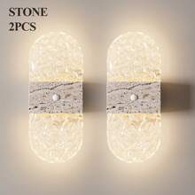 Crystal Motion Sensor Wall Lamp, Acrylic Modern Smart Sensor Wall Light, Night Light, Indoor Motion Sensor Wall Lamp, Wireless LED Wall Light, Wall Lamp, Battery-Powered, Adhesive Design, Rotatable, Portable, Easy To Install, Adjustable Color Temperature And Brightness, Suitable For Hallways, Bathrooms - Multicolor - View 2