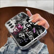 Ghost Face Killer Collage Elements Transparent Phone Case Suitable For Compatible With IPhone 17,16, 15, 14, 13, 12, 11, Pro Max, Air, Plus, As Well As Galaxy S26/25/24/23/22/21 Ultra/FE/Edge/+,A73/72/56/54/53/52/50/35/34/33/26/25/24/23/22/20/16/15/14/13/12/10, Fashionable Phone Cases - 彩色 - 查看 4