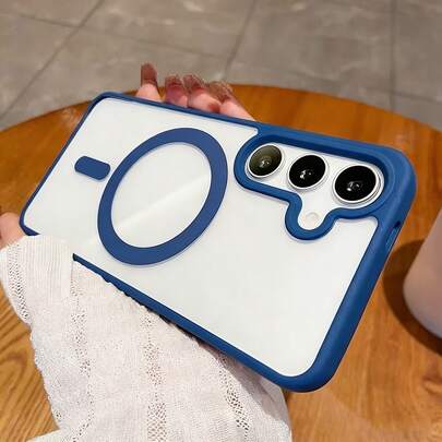 Funda compatible con Samsung Galaxy A56, A36, A26, A16, S25FE, A17, funda protectora ultra delgada antichoque con adsorción magnética fuerte, cubierta trasera transparente dura para S25 Ultra, S24 Ultra