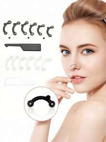 7件套硅胶鼻夹增高器 - 美鼻夹 - 鼻梁提拉塑形器，鼻部矫正器，鼻部提拉夹，美容配件，面部轮廓修饰，隐形塑形，耐用夹子，灵活设计，面部提拉工具，美容用户，自我护理必备，鼻子 - 彩色 - 查看 11